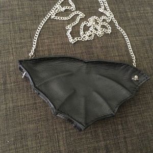 Alchemy Gothic black leather bat coin purse